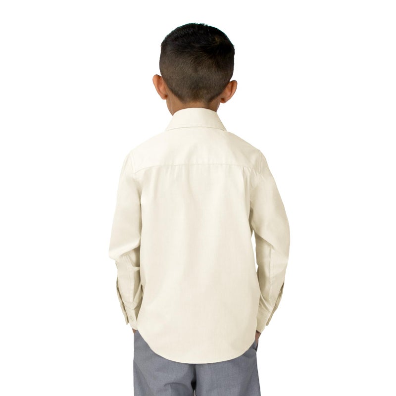 Spring Notion Big Boys' Long Sleeve Dress Shirt 5 Ivory - Image 3